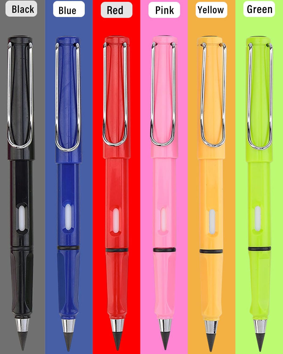 Credmate 6 lápices eternos, lápices Infinity Magic Forever con borrador, reutilizable, lindo lápiz eterno sin tinta para niños para escribir,