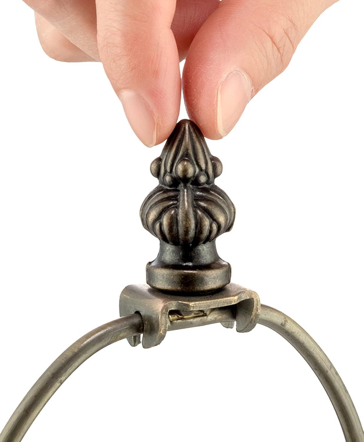 Paquete de 2 remates de lámpara de perilla de tornillo para lámparas, tuercas de lámpara de latón antiguo (roscadas 14-27) soporte para pantalla de