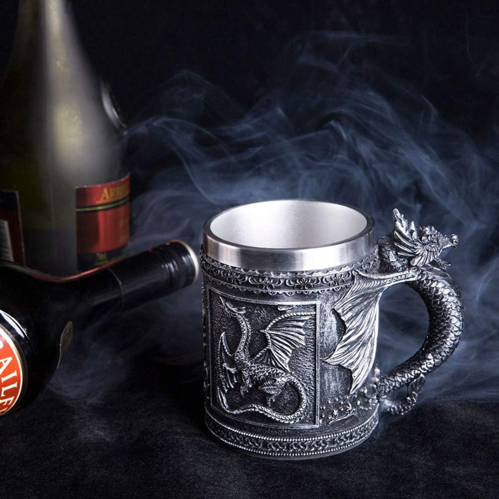 Taza medieval GOT Dragon DD Game of Thrones Merchandise Beer Steins Viking Tankard Taza de café de acero inoxidable para coleccionista de dragones - Imagen 4