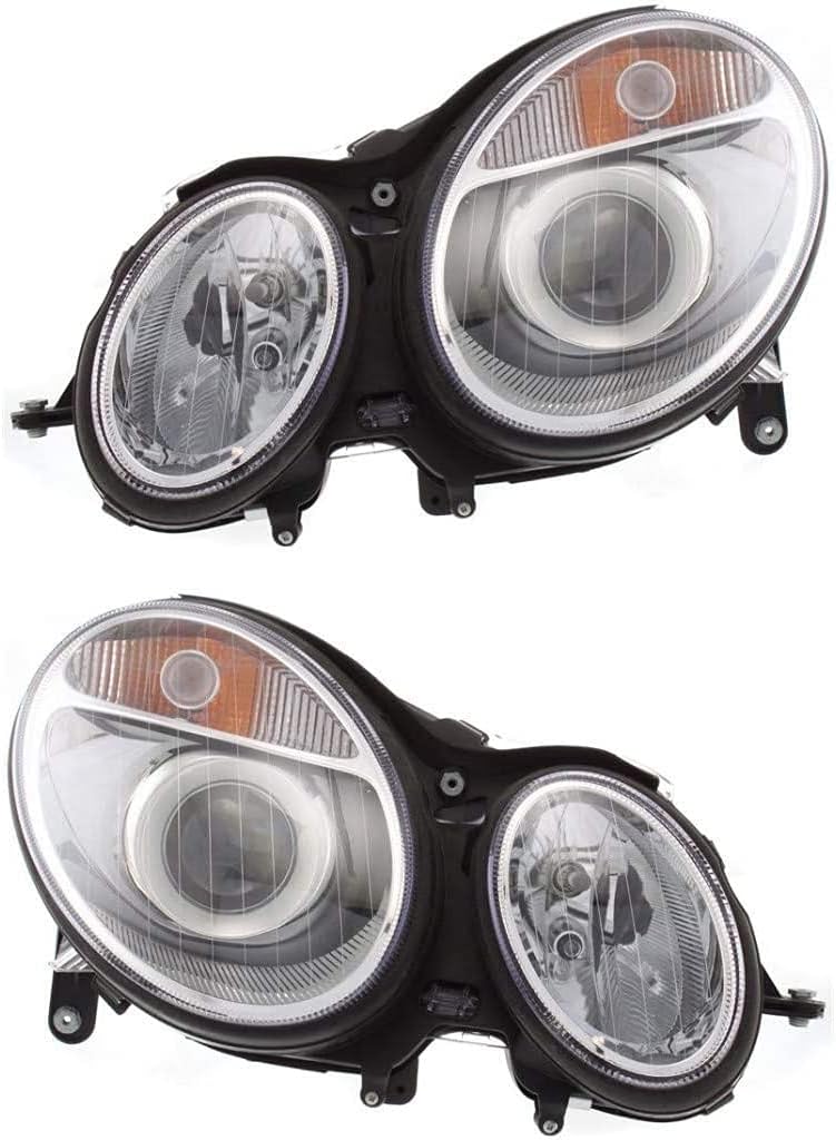 KarParts360 Para 2003 2004 2005 2006 Mercedes-Benz E320 Conjunto de faros delanteros par lado conductor y pasajero wbombillas para MB2502108