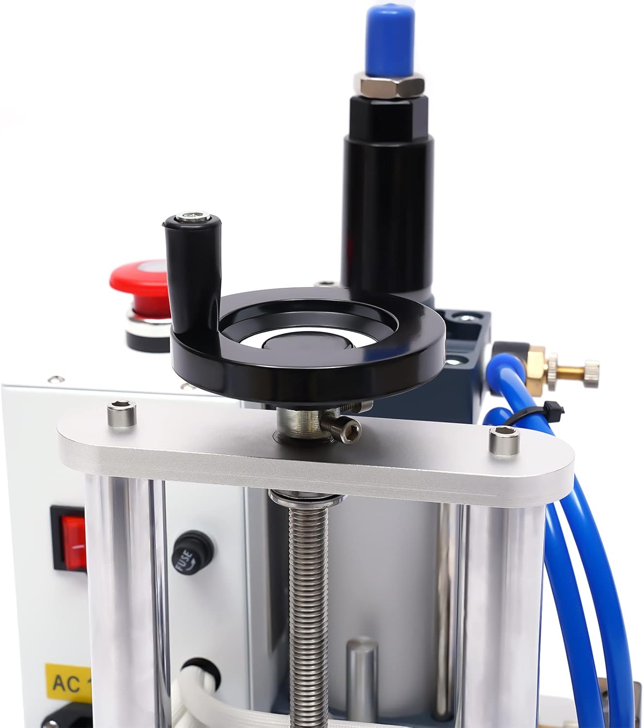 Fetcoi Máquina de estampado en caliente, 110 V 500 W Air Logo Neumático Cuero PVC Prensa Digital Presión Marca Máquina para PVC Cuero PU Papel Logo