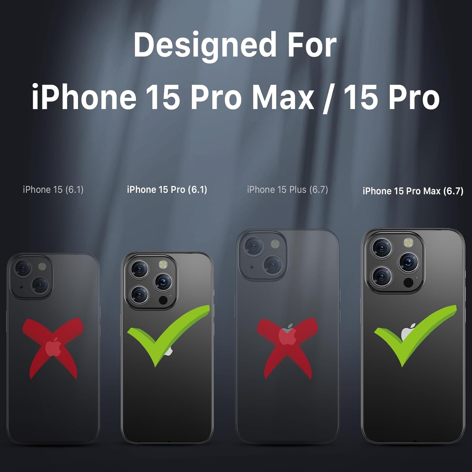 MYBAT PRO – Protector de lente de cámara para iPhone 15 Pro de 6.1 pulgadas y iPhone 15 Pro Max de 6.7 pulgadas, anillo de metal individual 9H,