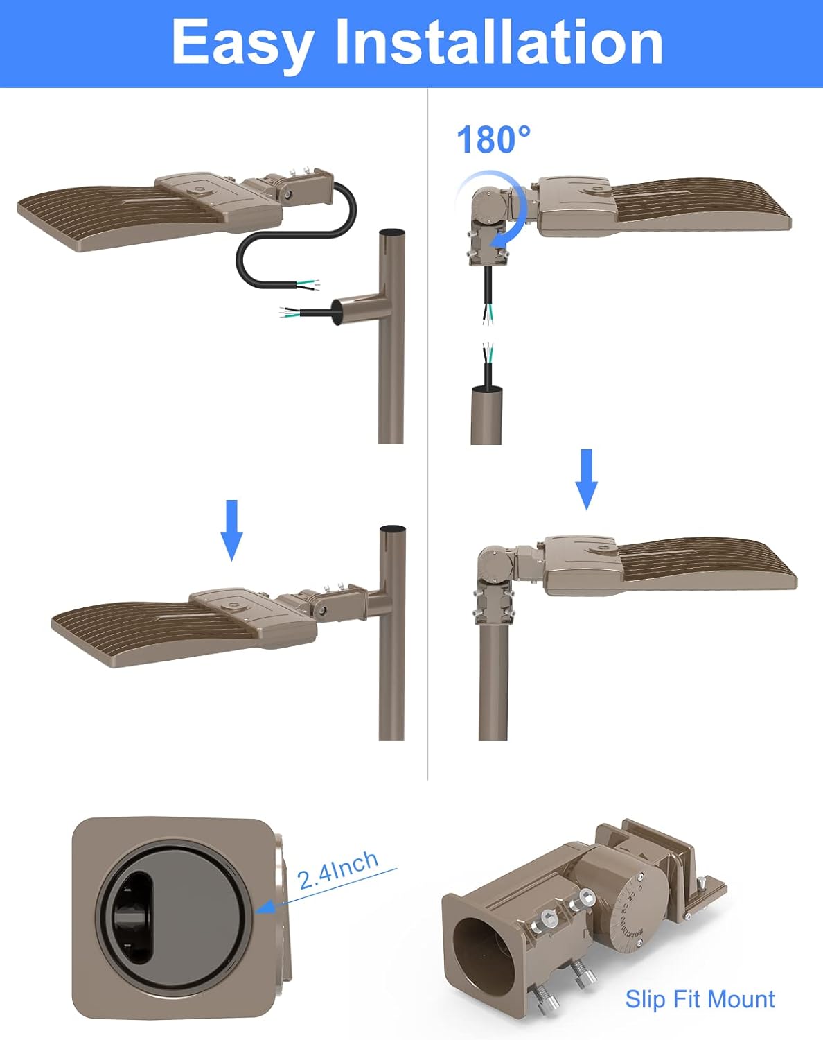 Luz LED de estacionamiento de 400 W, del anochecer al amanecer, 60,000 lm, DLC ETL listado de grado industrial LED caja de zapatos de