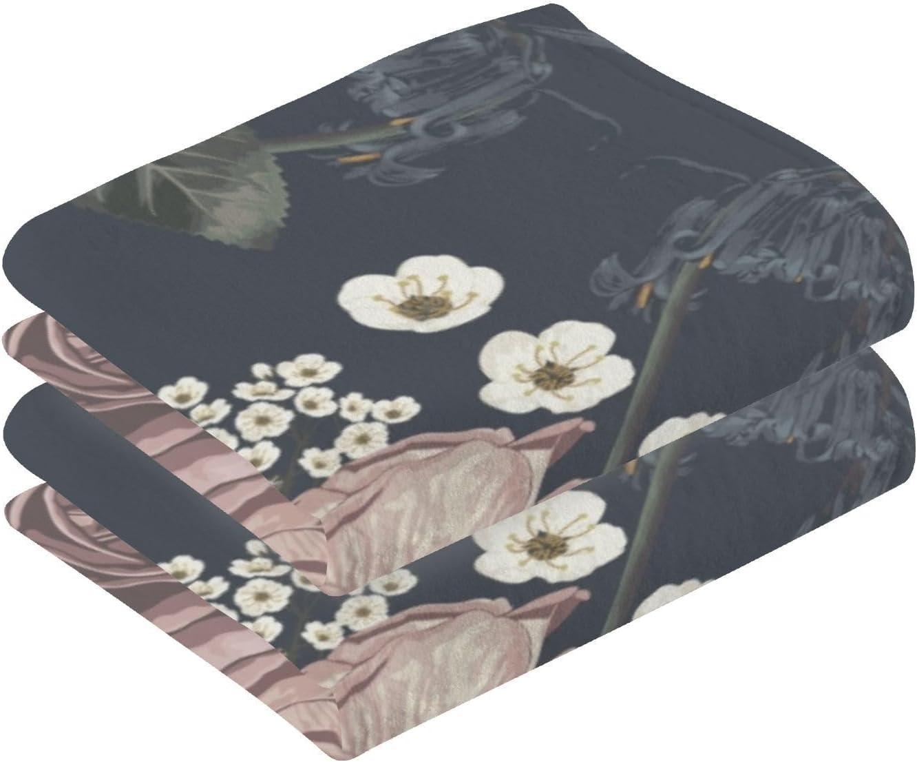 ALAZA Elegant Romantic Flower Hand Towel Set of 2, Cotton Absorbent Soft Decorative Towel for Bathroom Kitchen Dorm Gym Beach 16 x 28 inch