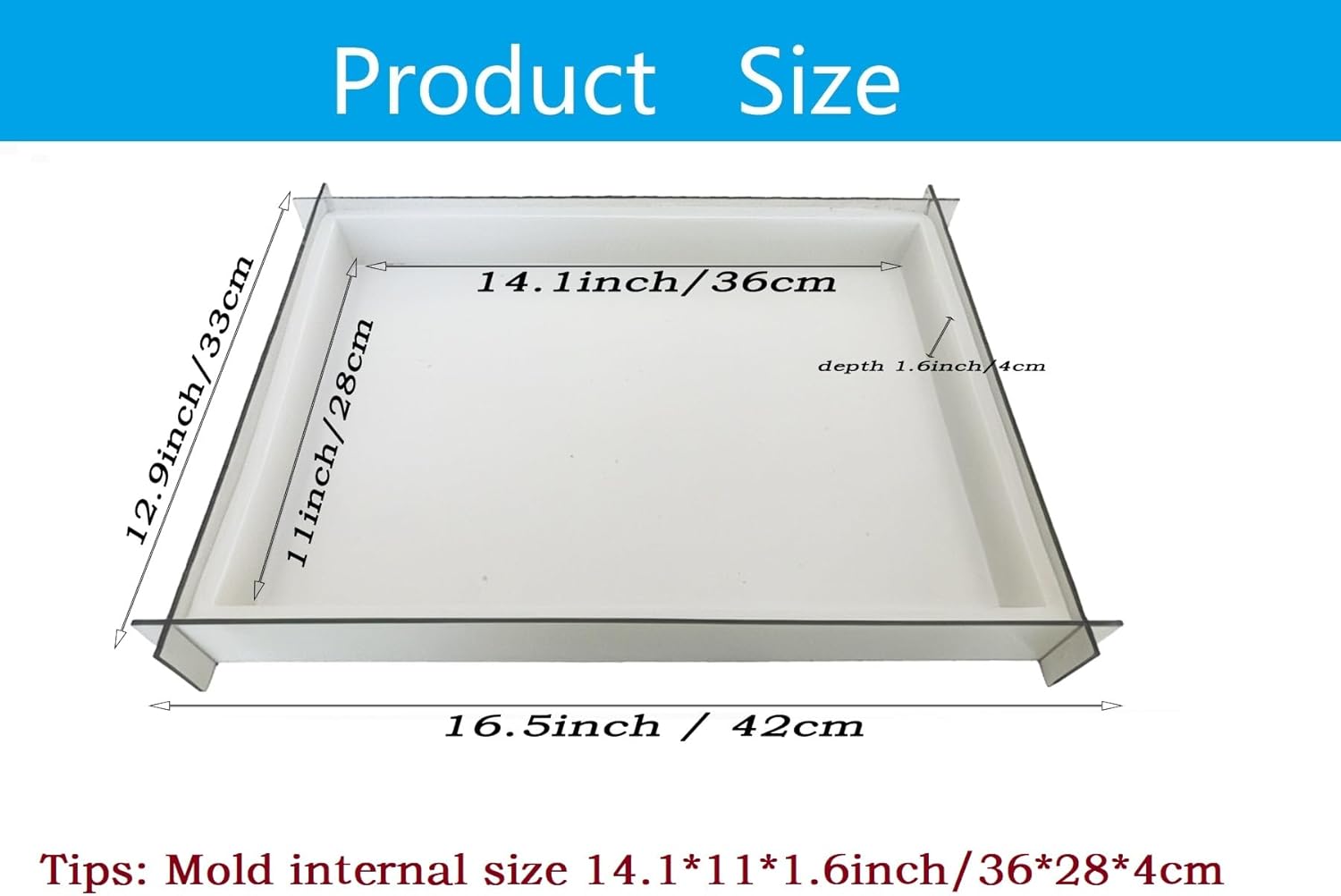 Molde epoxi de silicona de 16 x 12 pulgadas, molde grande de resina profunda para tabla de cortar, mesa de río, bandeja, mesa de café, decoración