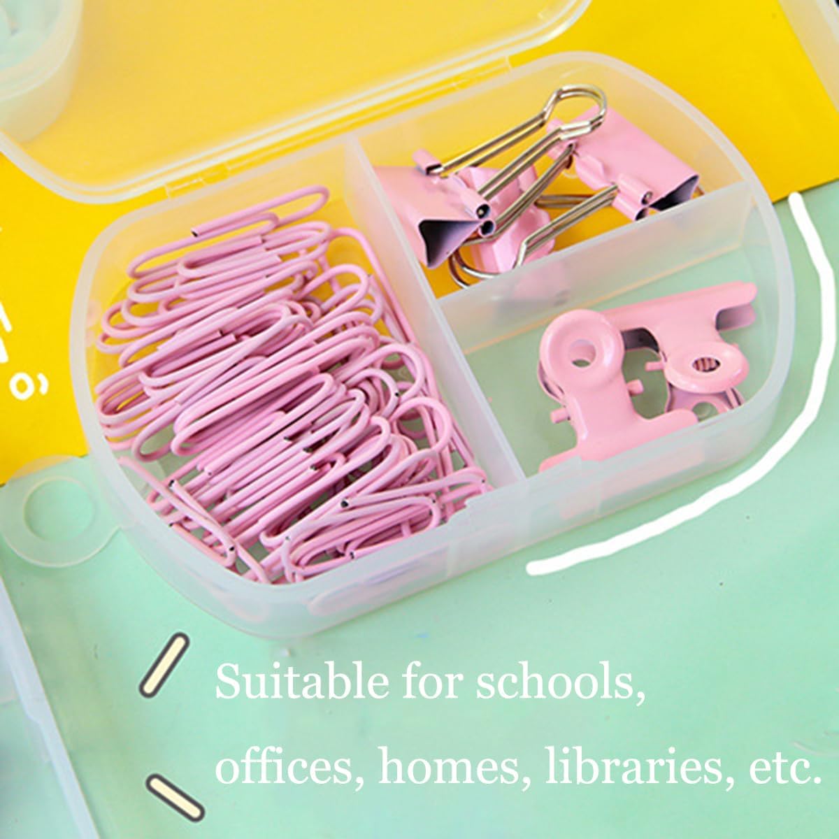 YOWPEY 23 clips rosados para carpeta, clips de metal para bisagra, clips de papel, clips de papel, juegos de clips de papel, varios tamaños para