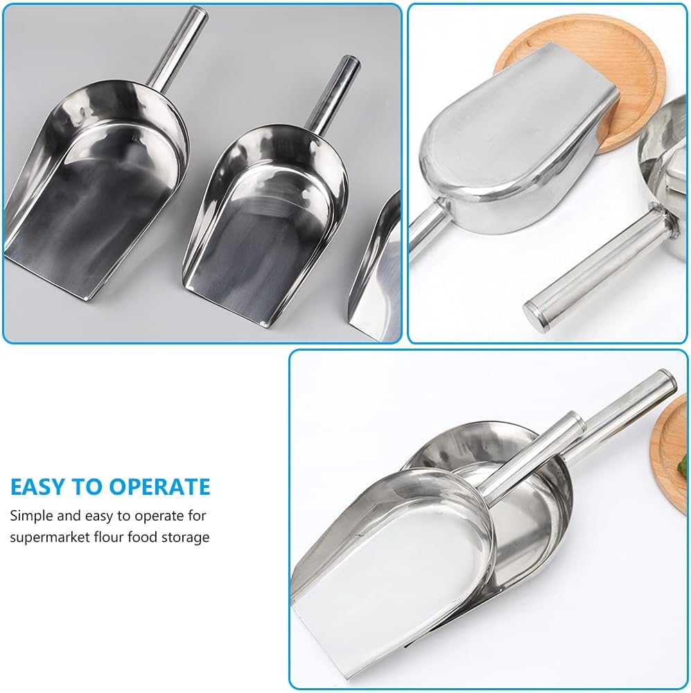 Cuchara de hielo de acero inoxidable para máquina de hielo, cuchara de metal para alimentos, cuchara grande para alimentos, palas de cubo de hielo,