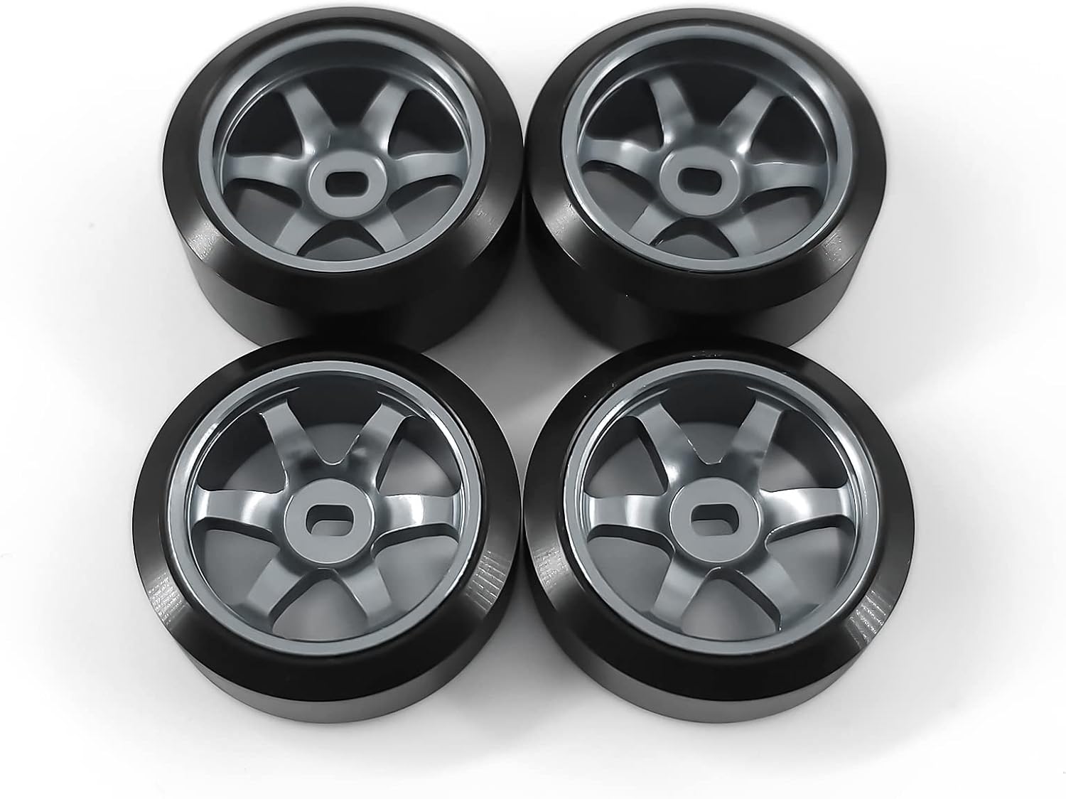 Llantas de rueda de 6 radios y neumáticos de deriva de coche RC para 128 RC Hobby modelo, 2 N+2* W 4 llantas de aleación de aluminio de 0.787 in