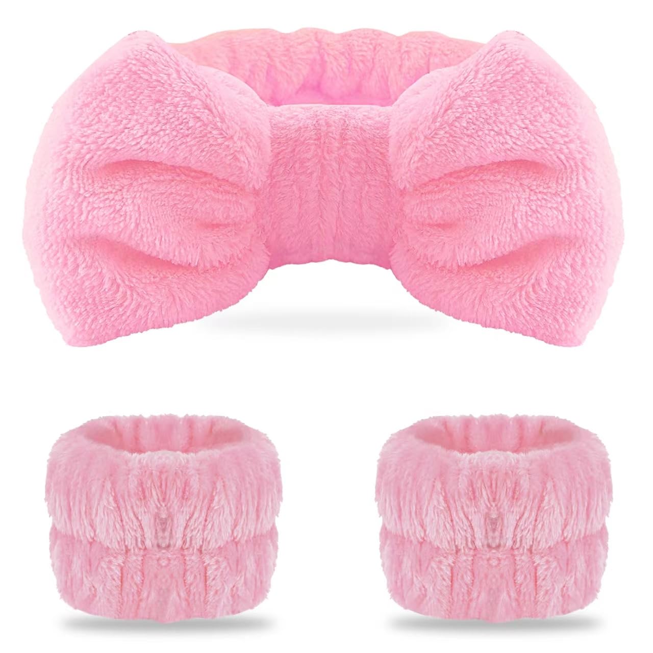 WSYUB Diadema para lavar la cara, juego de diadema y pulsera, diadema de spa y pulsera, rosa