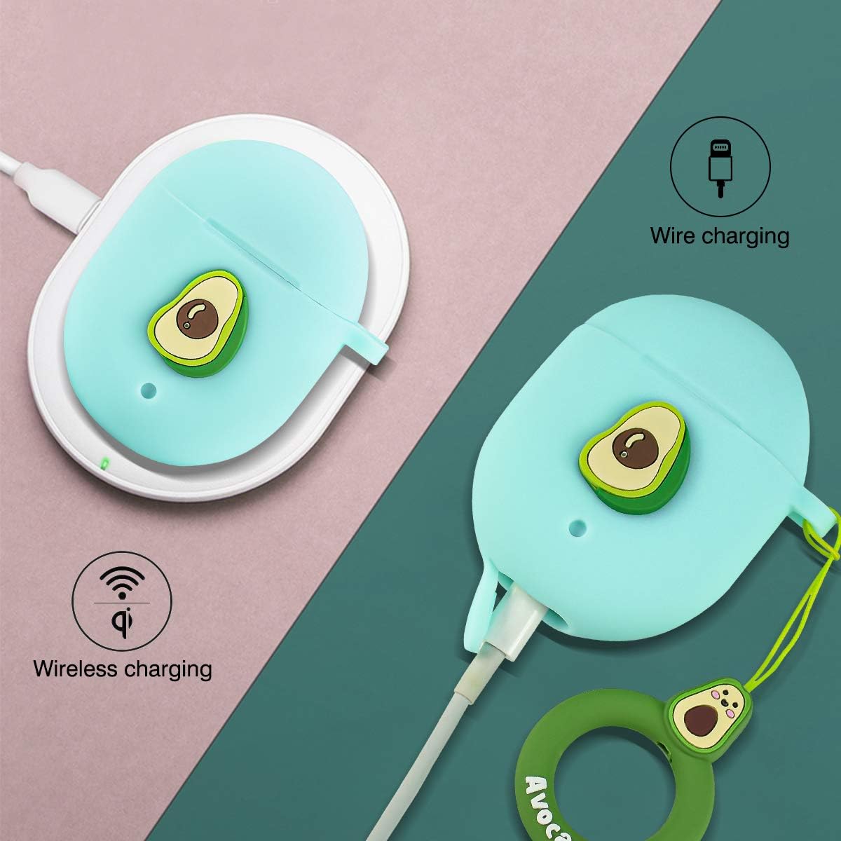 Funda compatible con Google Pixel Buds 2 (2020), bonita funda protectora divertida 3D de silicona suave a prueba de golpes con hebilla de anillo,