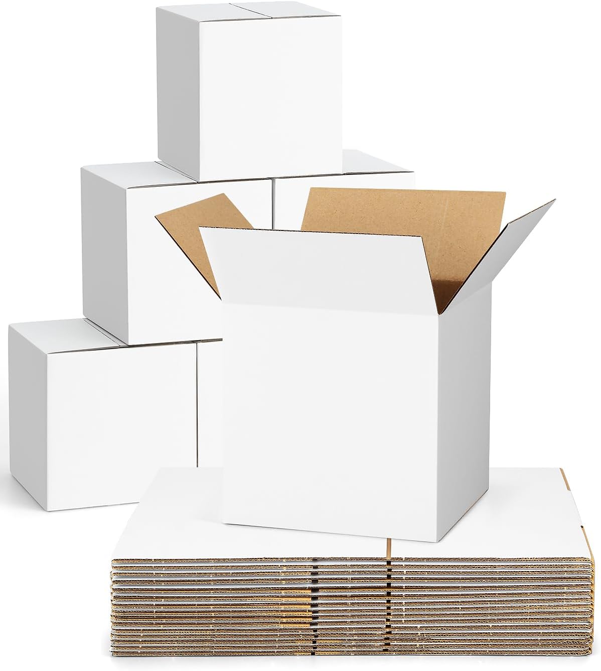 Paquete de 40 cajas de envío pequeñas, 6 x 6 x 6, cajas de cartón corrugado para embalaje, pequeñas empresas, cajas blancas