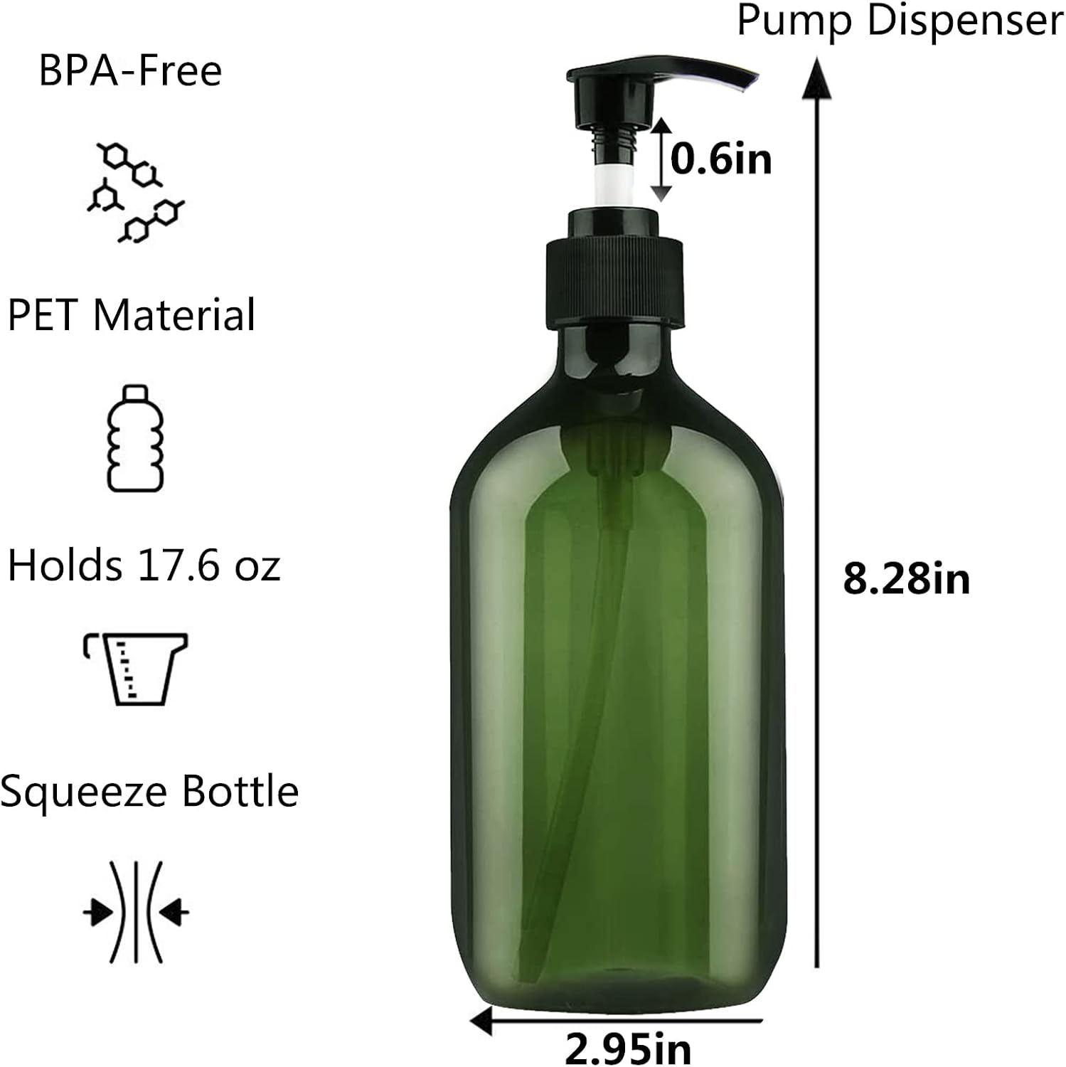 Botellas de plástico vacías con dispensador de bomba y 6 etiquetas incluidas, recipientes de viaje recargables para desinfectante de manos, loción