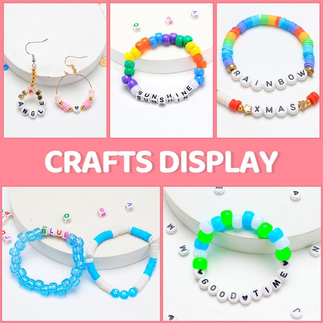 500 cuentas de letras A, cuentas de letras para hacer pulseras, cuentas del alfabeto, cuentas Kandi, cuentas de letras vocales redondas para hacer