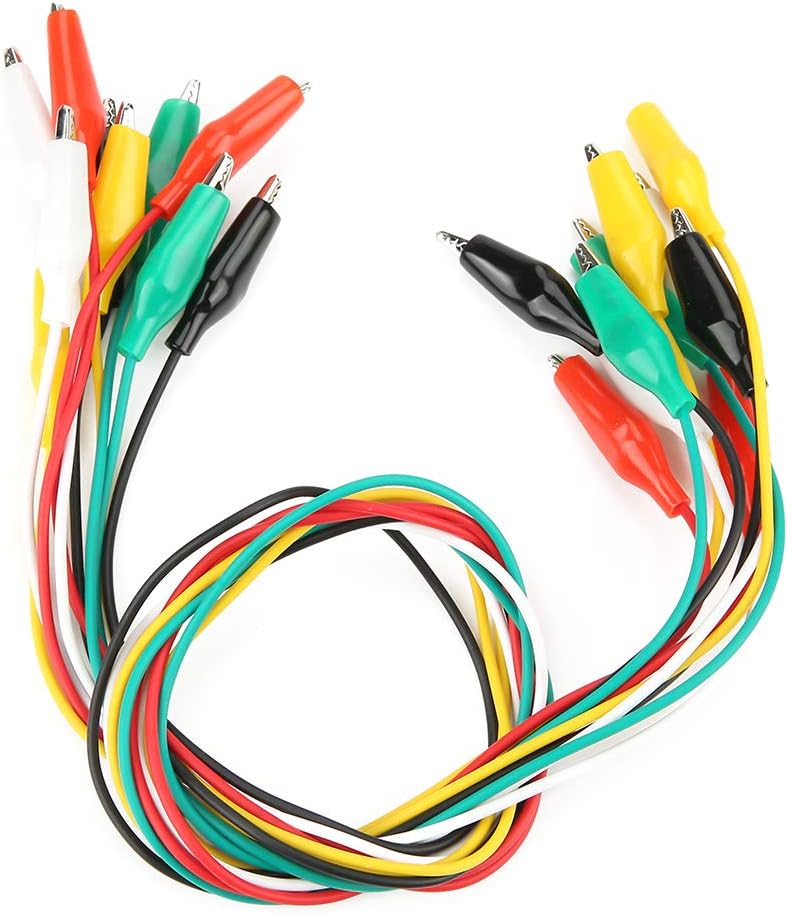 Heayzoki Clips de cocodrilo, 10 cables de alambre de cocodrilo de doble extremo, 19.7 in20 pulgadas, cables de prueba con clips aisladores para