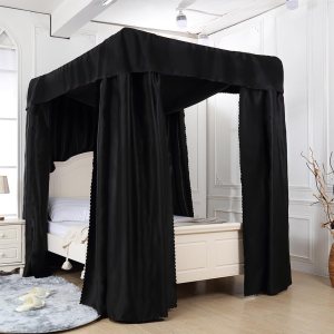 Obokidly – Mosquitera de color negro o 4 esquineros para cama o dormitorio de decoración para adultos y niñas, toldos para niños Obokidly – Mosquitera de color negro o 4 esquineros para cama o dormitorio de decoración para adultos y niñas, toldos para niños
