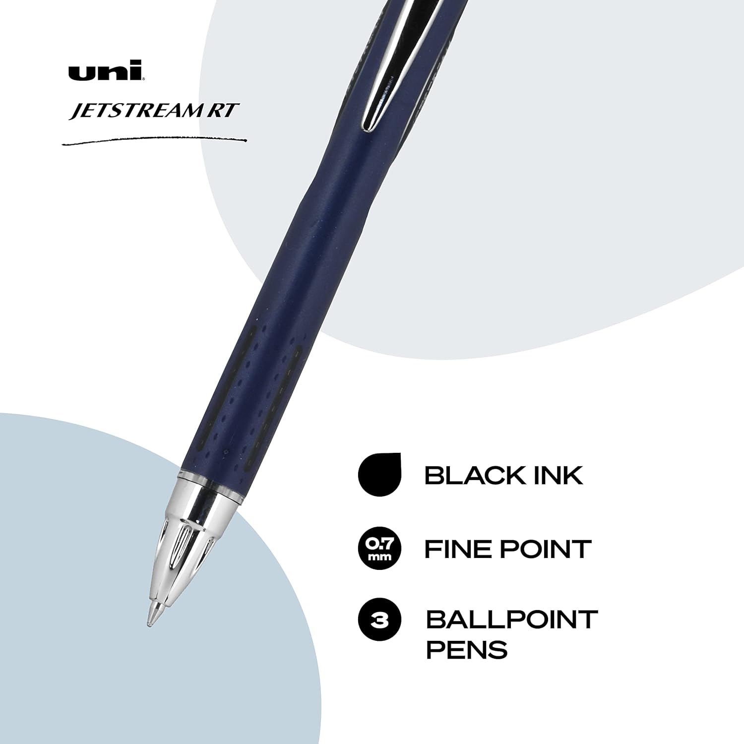 Uniball Jetstream RT – Paquete de 3 bolígrafos negros finos de 0.028 in y bolígrafo de gel Uniball Signo 207, paquete de 12 bolígrafos negros