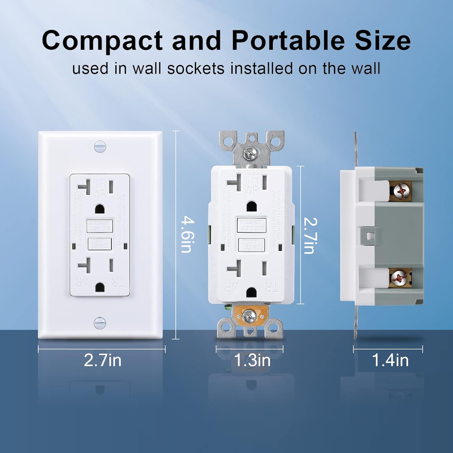 Toma GFCI de 20 amperios, resistente a manipulaciones, resistente a la intemperie, uso en interiores o exteriores, indicador LED con placas de pared