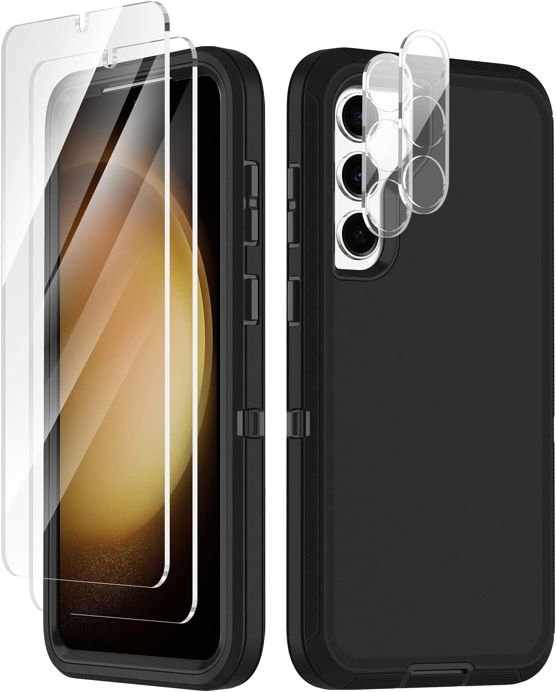 I-HONVA Funda para Samsung Galaxy S23 Plus, S23 Plus de 6.6 pulgadas con 2 protectores de pantalla + 2 protectores de lente de cámara, resistente a