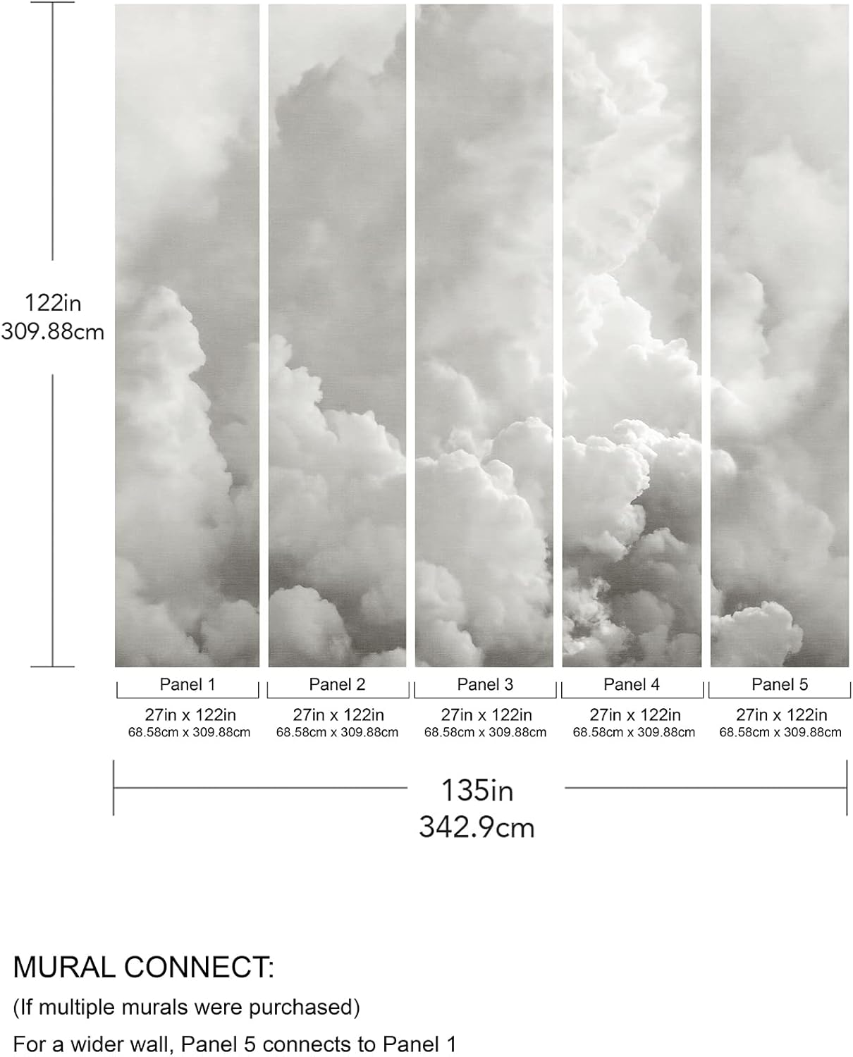 REMIX Walls by Katie Hunt Mural de pared gris paloma en las nubes