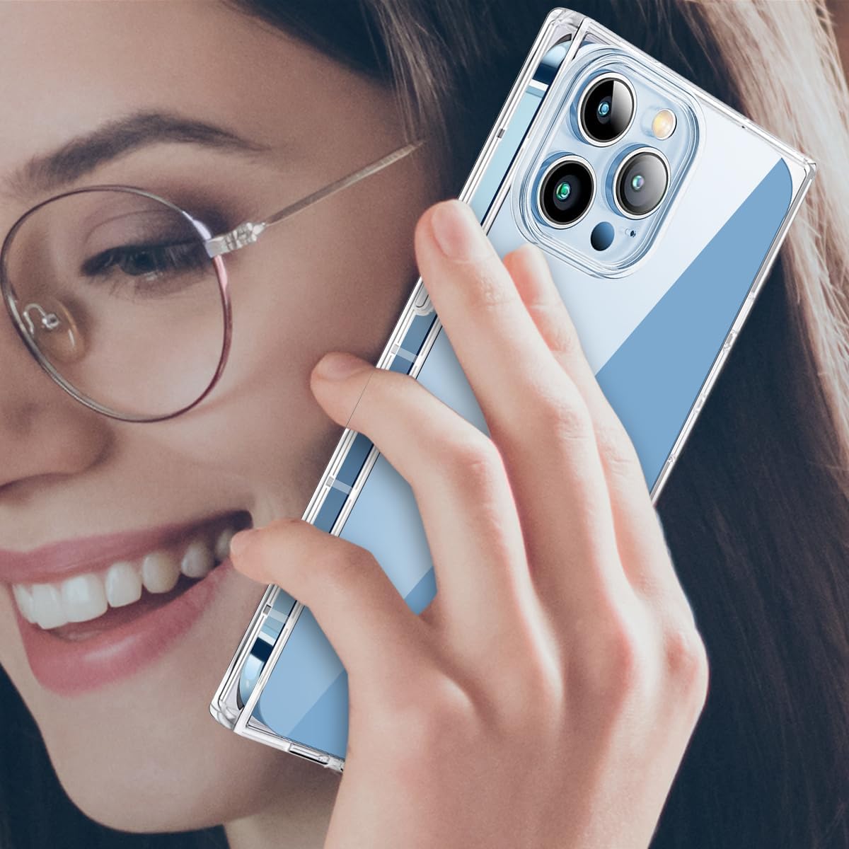 iDLike Funda cuadrada compatible con iPhone 15 Pro de 6.1 pulgadas, funda transparente con esquinas cuadradas reforzadas para iPhone, funda
