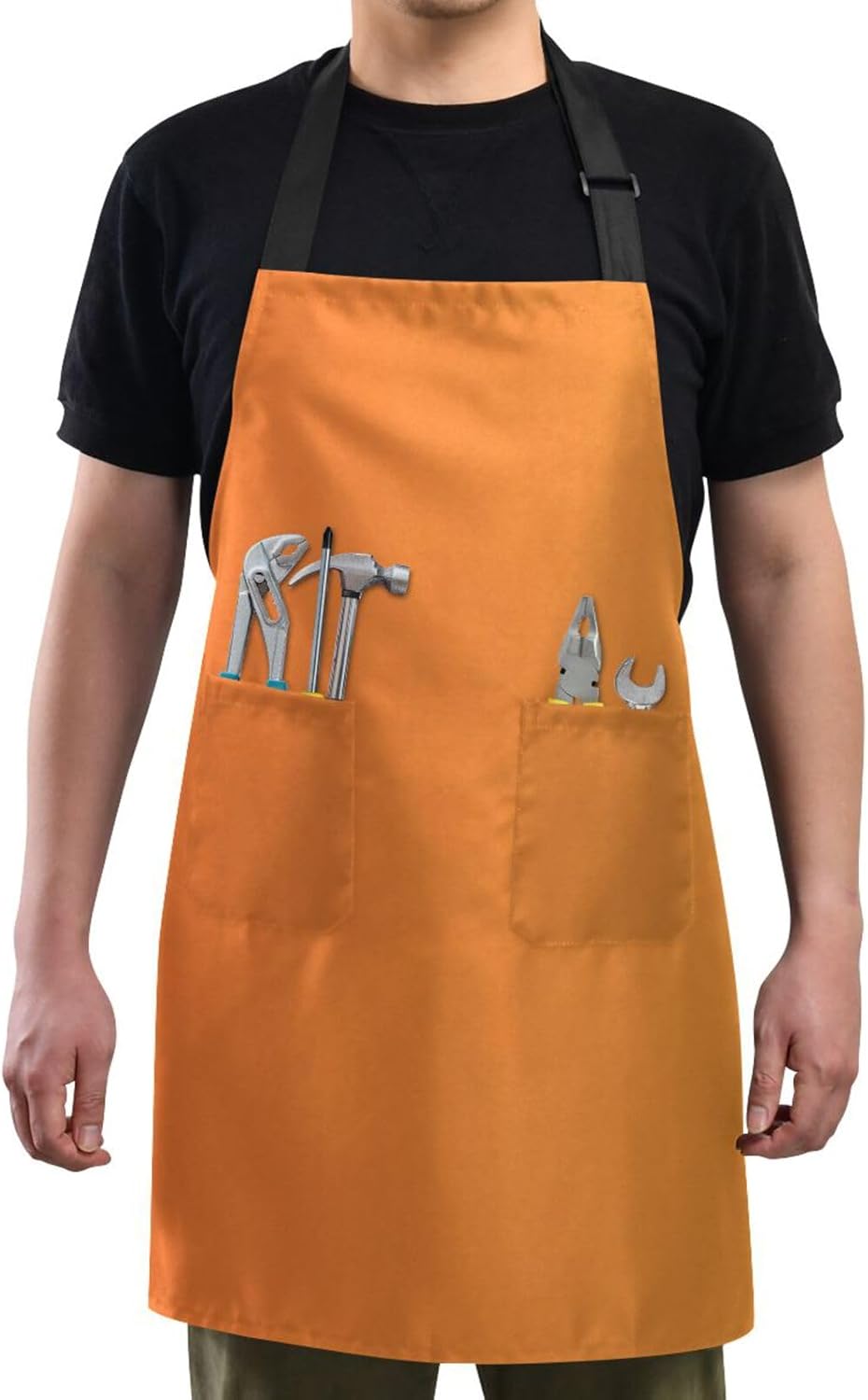 Delantal de chef naranja degradado para hombre, delantal de chef impermeable, delantal de zapatero de dos bolsillos, delantales para estilista