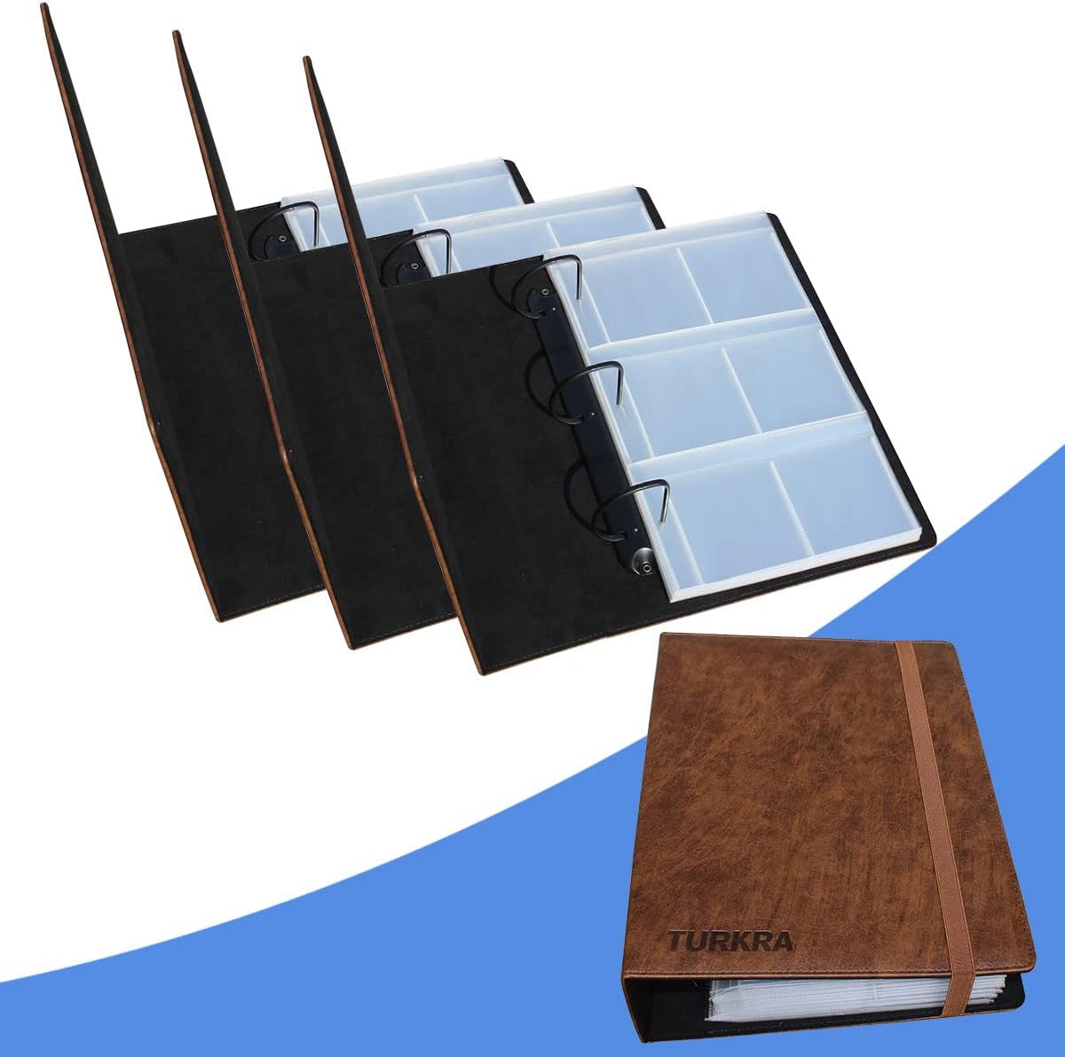 Carpeta de carga superior con 25 páginas, 3 anillas para carga superior, álbum con capacidad para 150 soportes duros estándar de 3 x 4 pulgadas