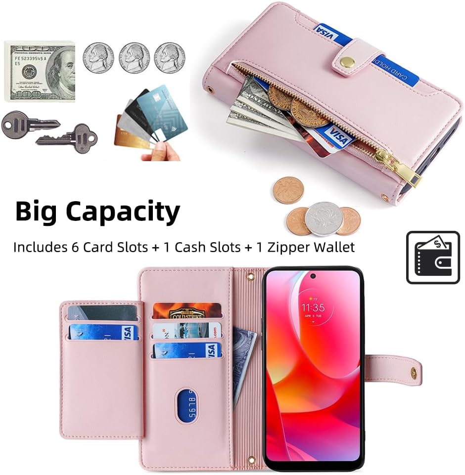 Asuwish Funda de teléfono para Motorola Moto G Power 2022MotoG Play 2023G Pure 2021, funda tipo cartera y protector de pantalla, tarjetero con