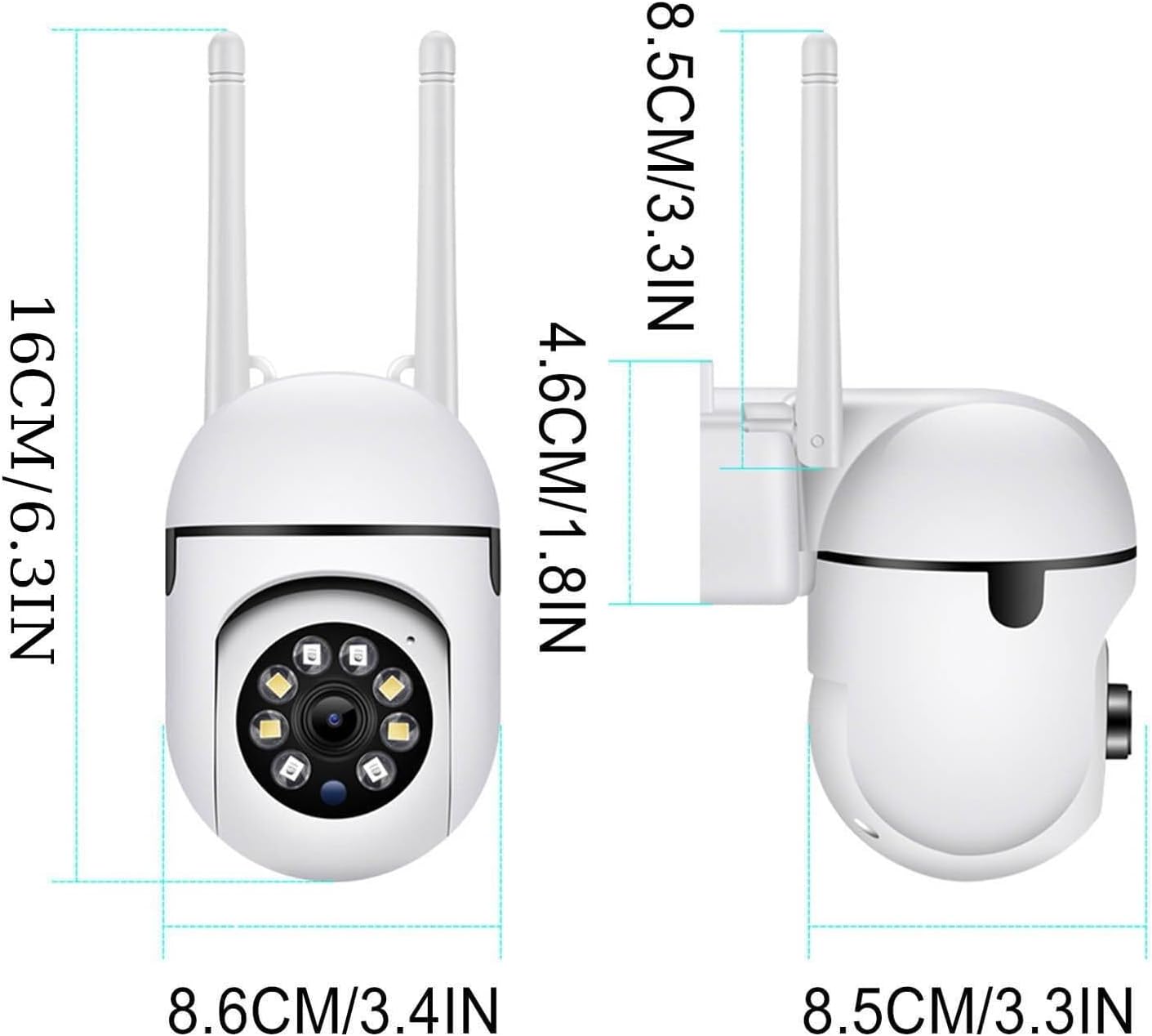Cámaras de seguridad para exteriores, con detección de movimiento, audio de 2 vías, almacenamiento de 128 GB, WiFi de 2.4 GHz, visión nocturna a