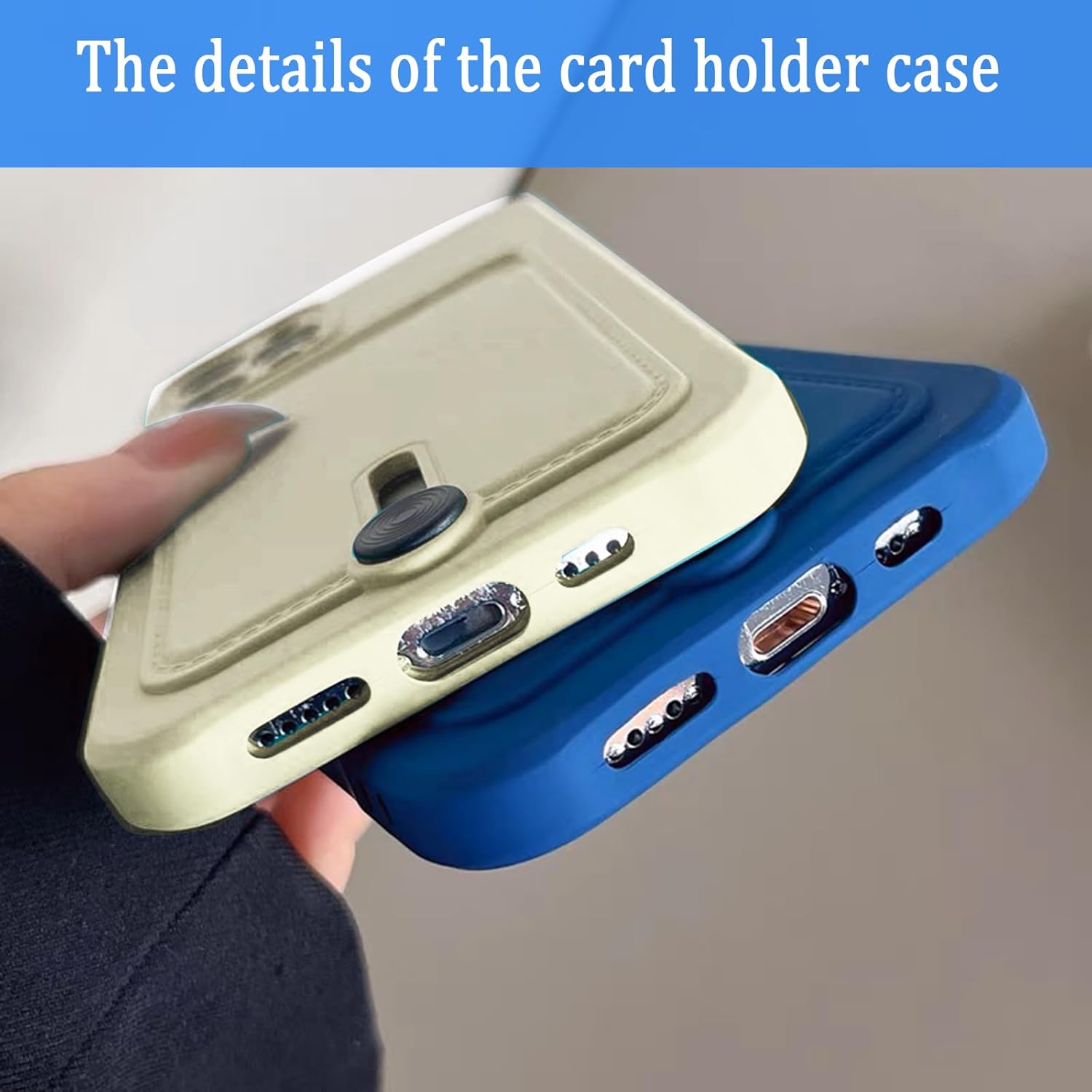 NAOKIFU Funda compatible con iPhone 15 Pro con tarjetero para hombres y mujeres con botón de tarjeta oculta, funda protectora tipo cartera, bonita