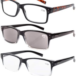Eyekepper Paquete de 5 lentes de lectura para hombre, incluye lentes de sol de lectura, bisagras de resorte, gafas clásicas de tramposo +3.00 Eyekepper Paquete de 5 lentes de lectura para hombre, incluye lentes de sol de lectura, bisagras de resorte, gafas clásicas de tramposo +3.00
