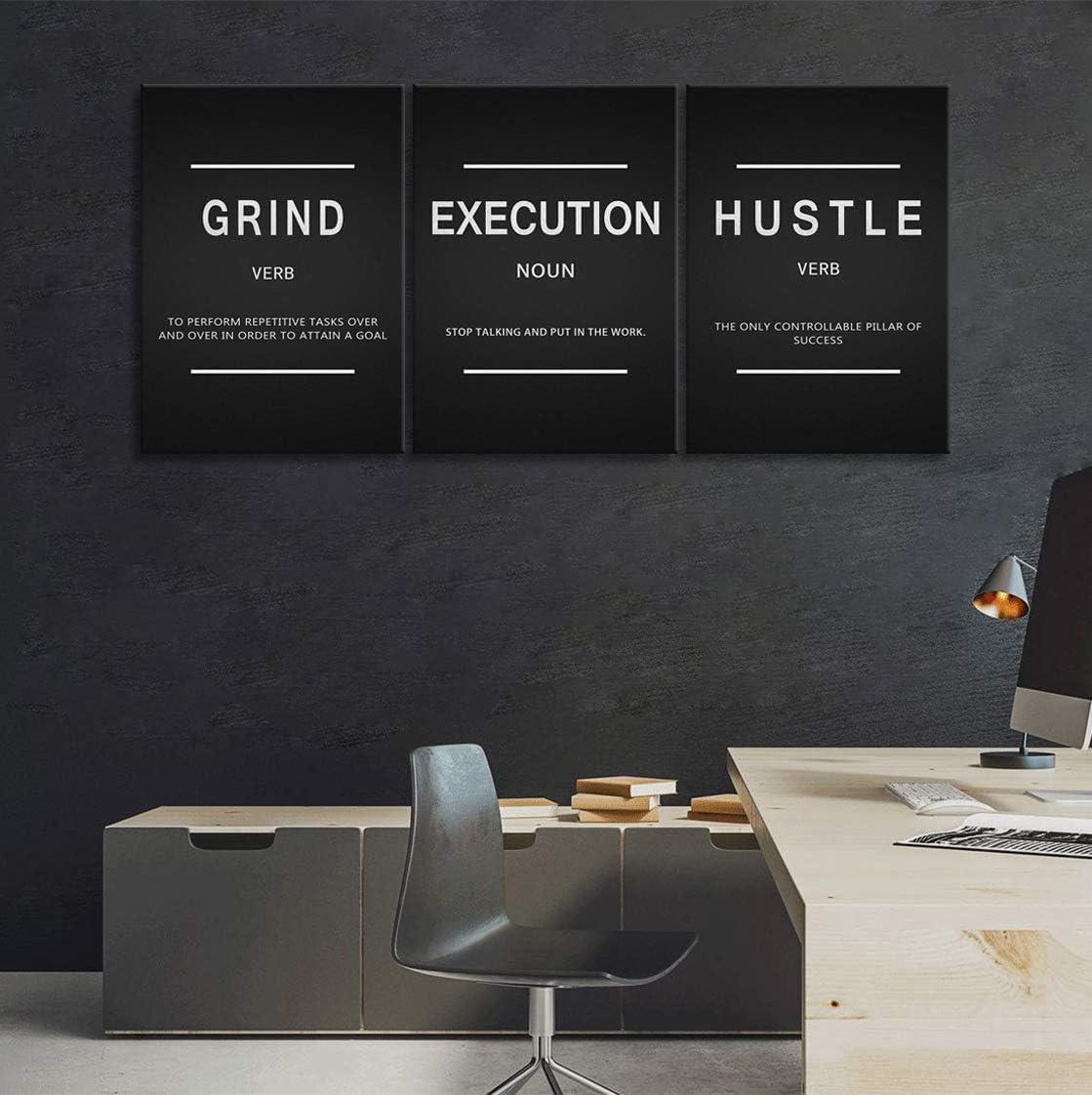 Urttiiyy – 3 pósteres de arte inspirador, impresión en lienzo con citas de motivacionales, ideales para la decoración de paredes de oficina y hogar,