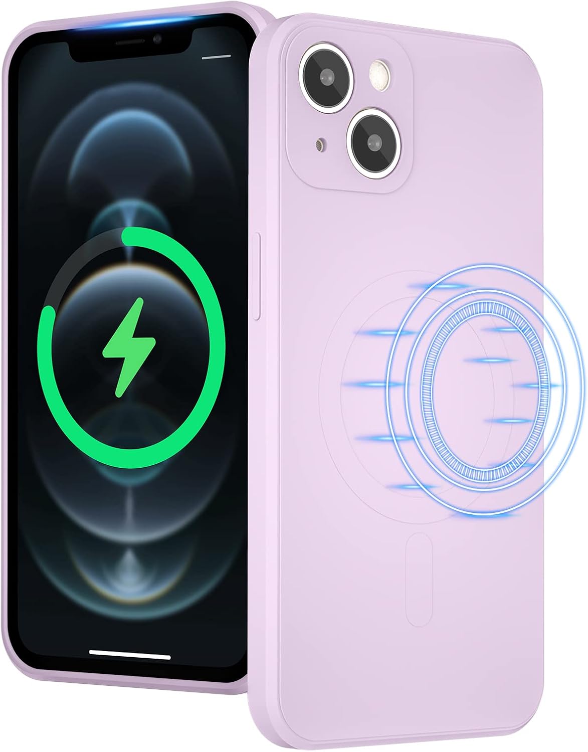 UEEBAI Funda de silicona líquida con carga inalámbrica para iPhone 13 de 6.1 pulgadas, imanes integrados compatibles con MagSafing de carga más