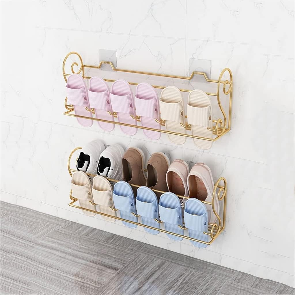 BinOxy Zapatero organizador de zapatoszapatero simple, estante de zapatos de hierro forjado, zapateros de pared de 2 niveles, ahorro de espacio,