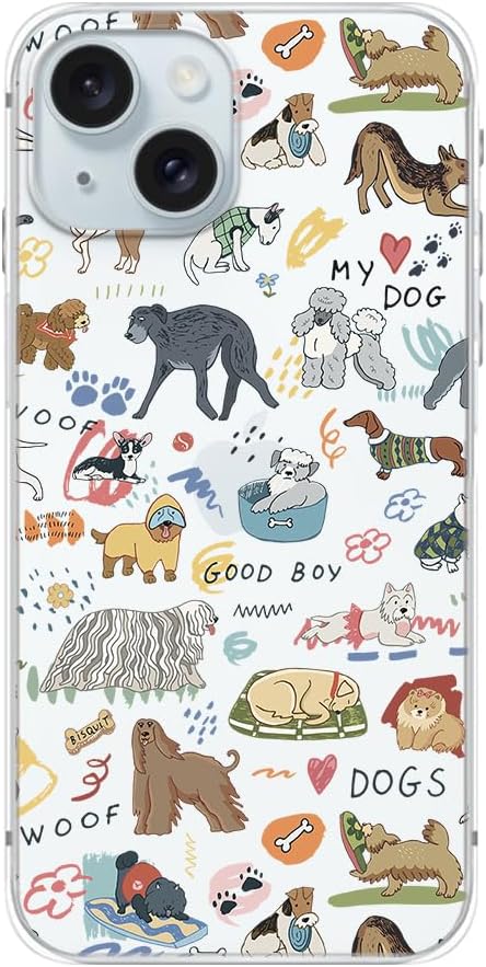 Blingy’s Funda para iPhone 15, divertido diseño de perro divertido estilo de mascota, diseño de animales de dibujos animados, funda protectora