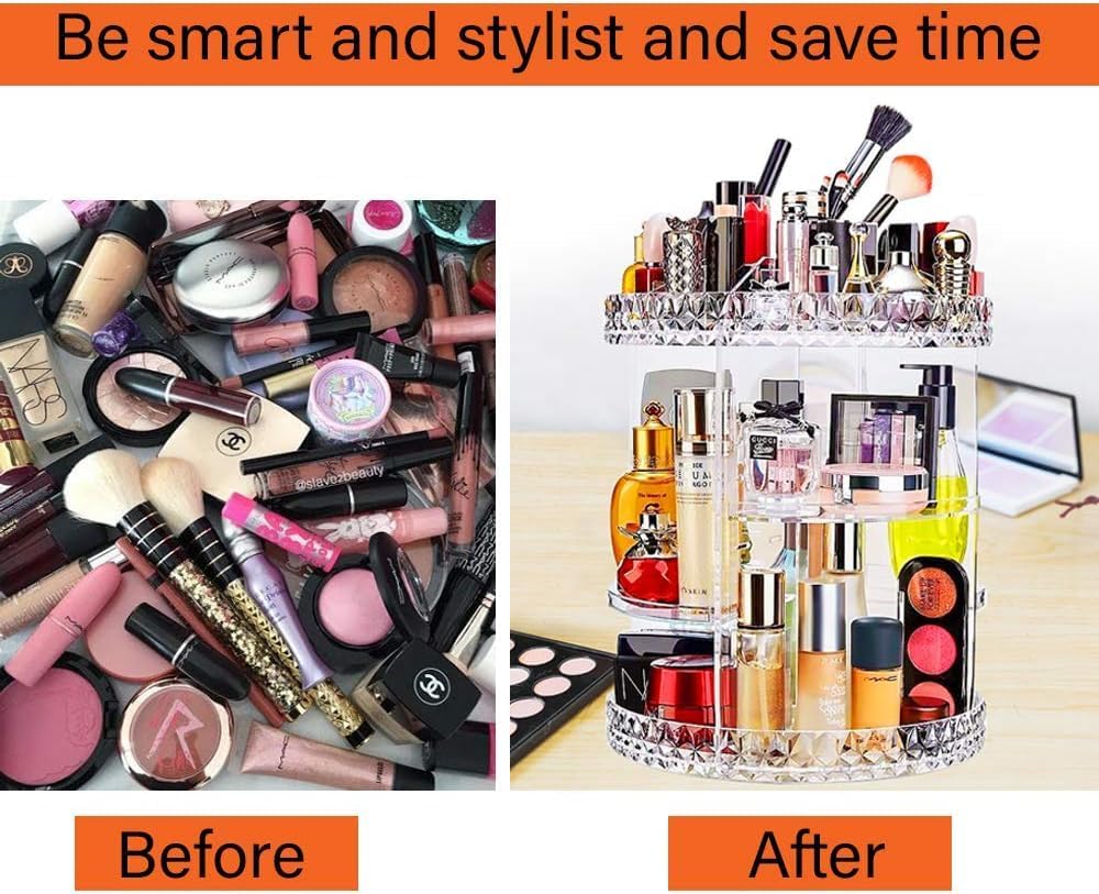 ZHIAI Organizador de maquillaje giratorio de 360, organizador de cosméticos de gran capacidad para soporte de perfume, organizador de encimera,