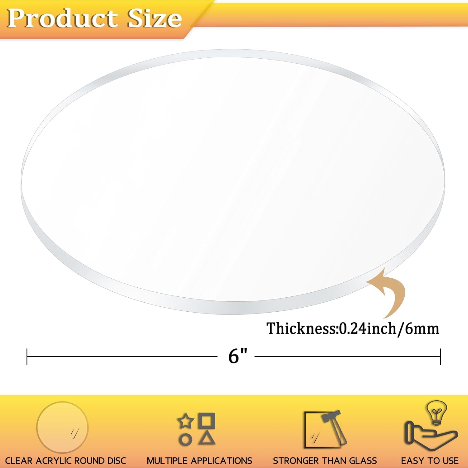 4 hojas acrílicas circulares transparentes de 14 pulgadas, hojas de plexiglás de 6 pulgadas de diámetro redondas para discos de pasteles, mesa de
