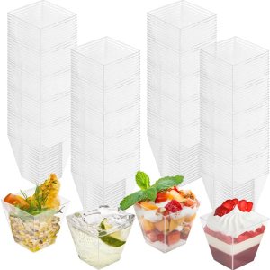 200 vasos cuadrados de plástico de 2 onzas, mini tazas de postre de 2 onzas, vasos de chupito pequeños transparentes a granel para bebidas, 200 vasos cuadrados de plástico de 2 onzas, mini tazas de postre de 2 onzas, vasos de chupito pequeños transparentes a granel para bebidas,