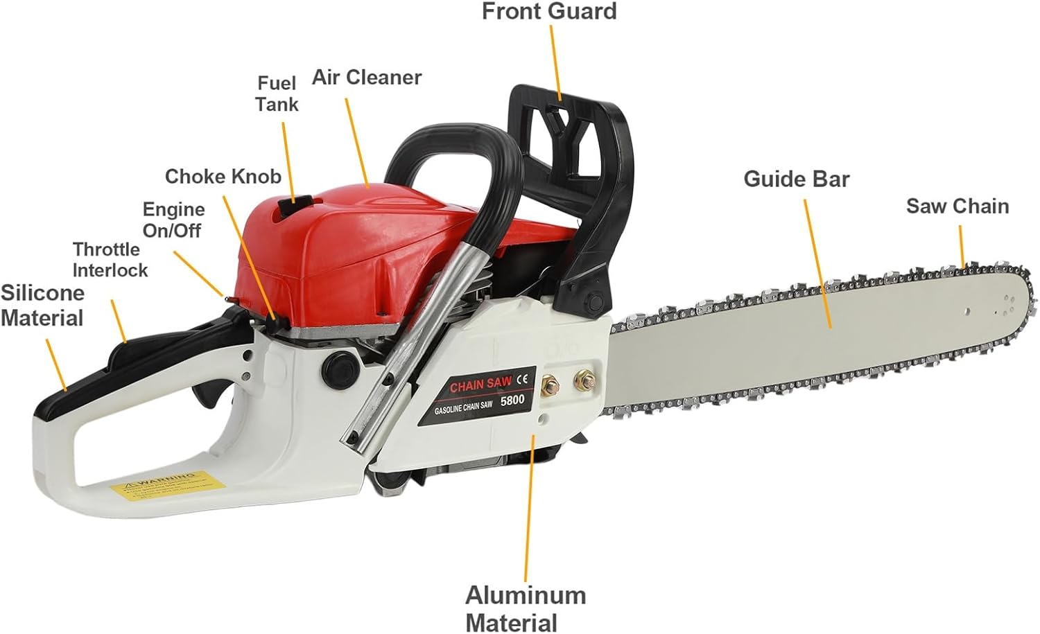58CC Gas-Powered-Chainsaw, 20 Inch Gas Chain Saw, 2-Cycle-Gasoline Handheld Cordless Petrol Chain Saws for Trees Wood Cutting 20Inch