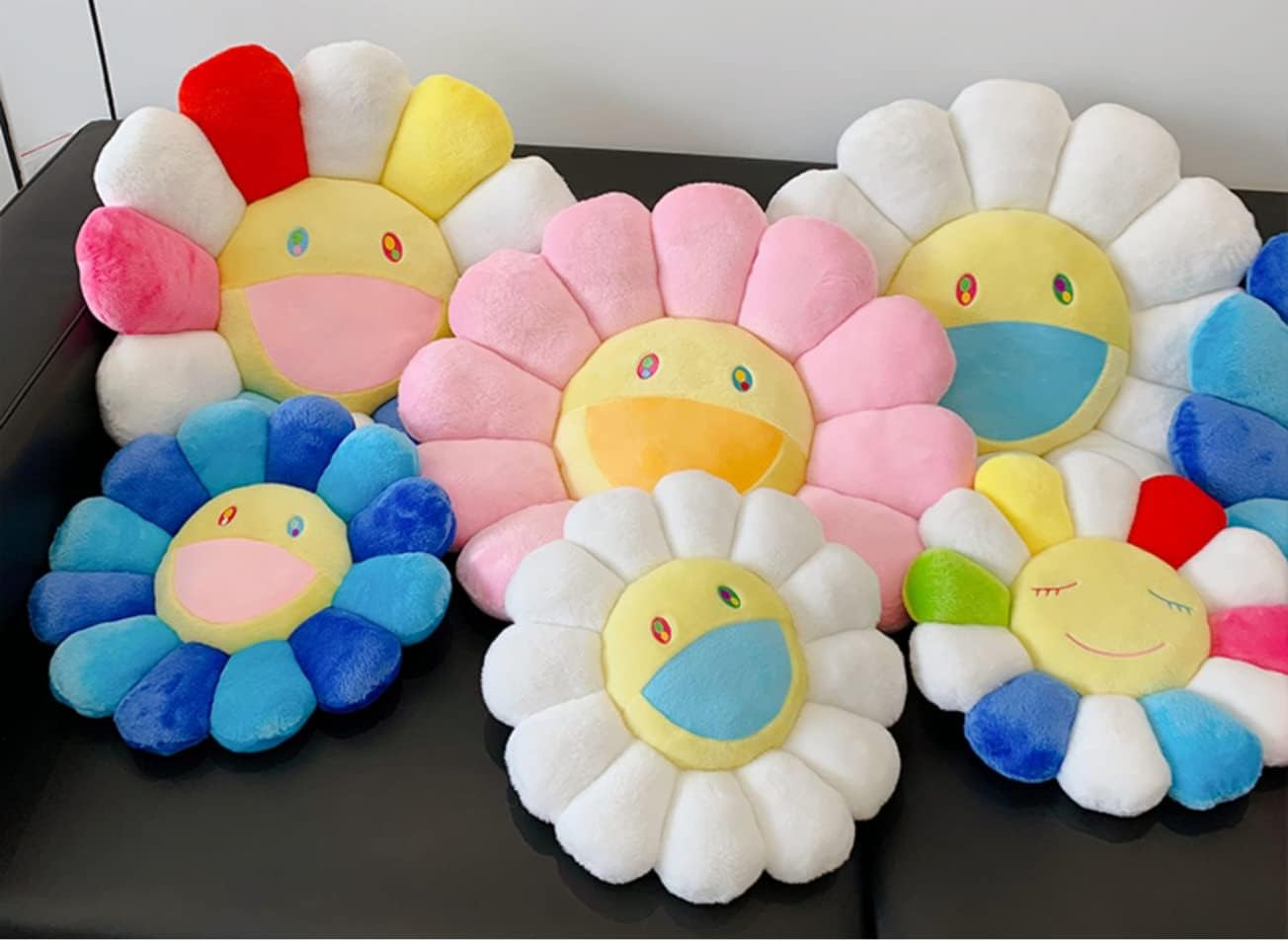 Juguete de peluche colorido, muñeca de peluche de girasol, almohada de juguete con cara sonriente, almohada para el hogar, dormitorio, automóvil,