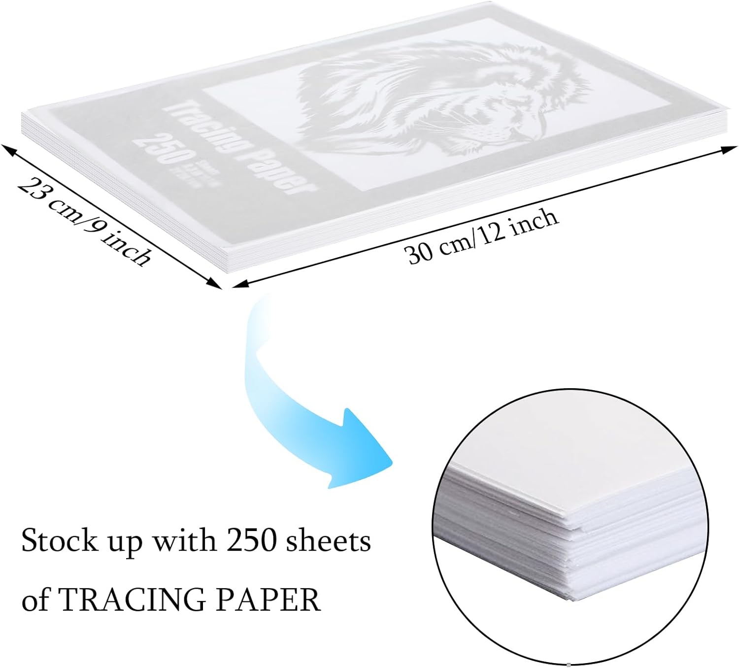 250 hojas de papel de calco para dibujar iluminado, papel translúcido, papel de trazado para niños, lápiz marcador, tinta, manualidades, trabajos de