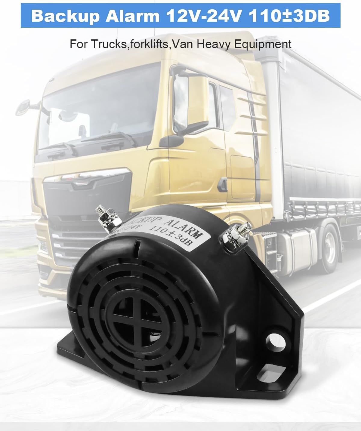 ANODZU Alarma de respaldo de 12 V-24 V 110 3 DB fuerte impermeable para semi camiones, furgonetas, automóviles, motocicletas, vehículos,