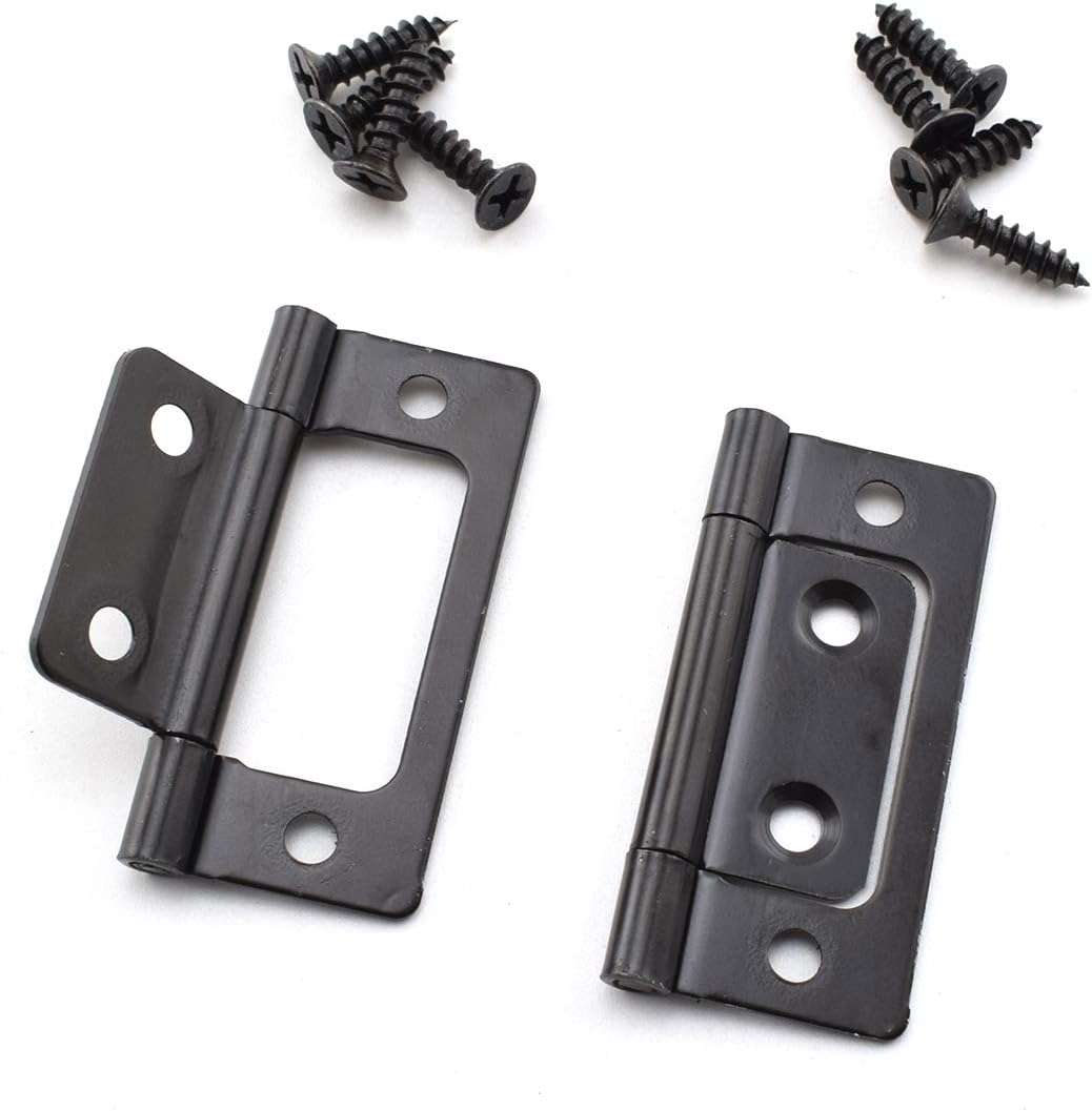 SDTC Tech Paquete de 4 bisagras de puerta sin embutir con tornillos para muebles, ventanas, armarios, etc. – 2 x 0.9 pulgadas, color negro