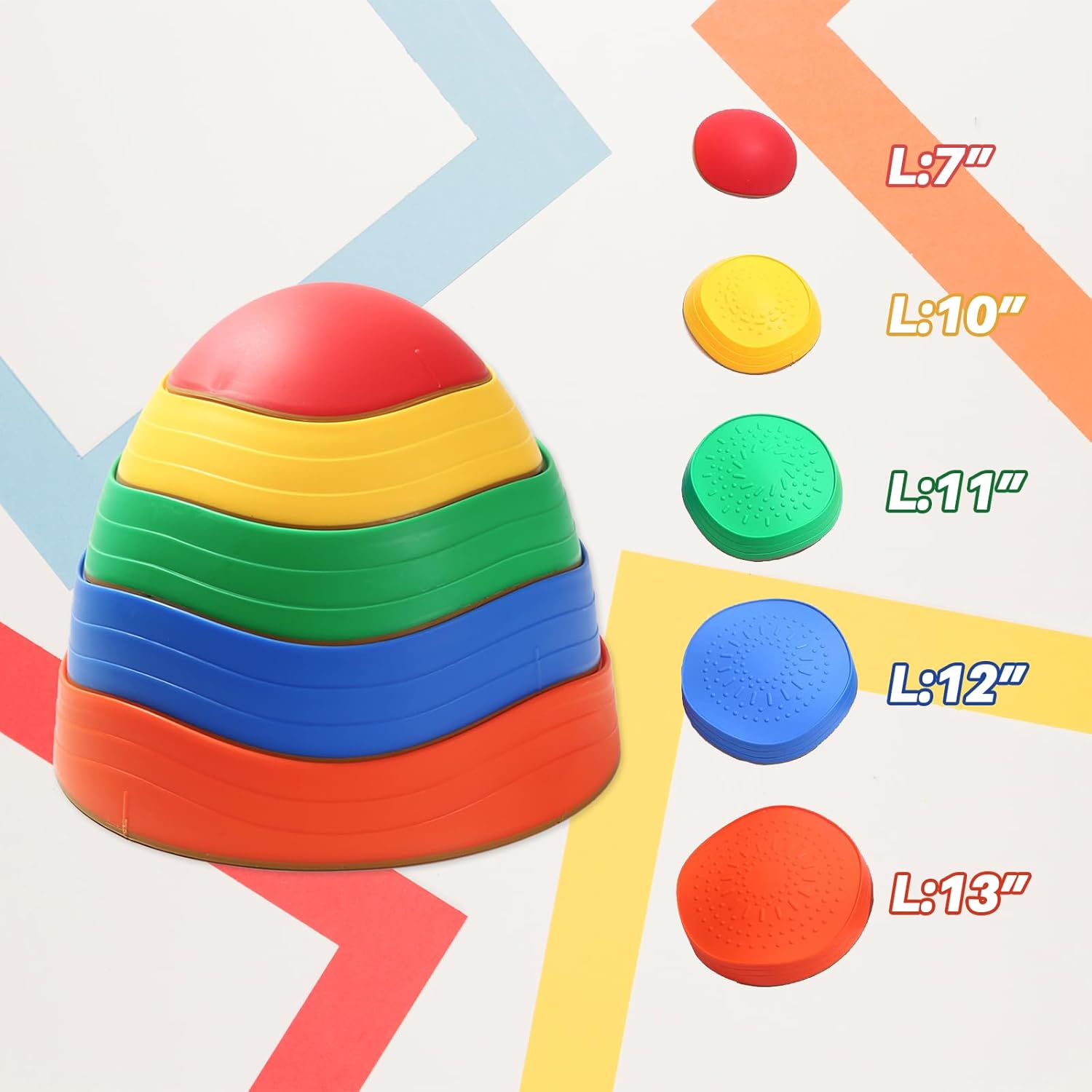 Escalones de equilibrio para niños pequeños Carrera de obstáculos  5 juguetes duraderos para exteriores, piedras sensoriales para mejorar la