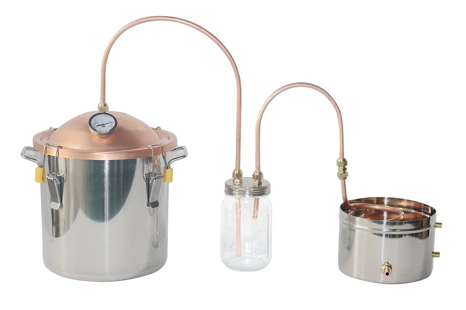Destilador de agua con tapa de cobre con golpe de barril (cobre, 5 galones)