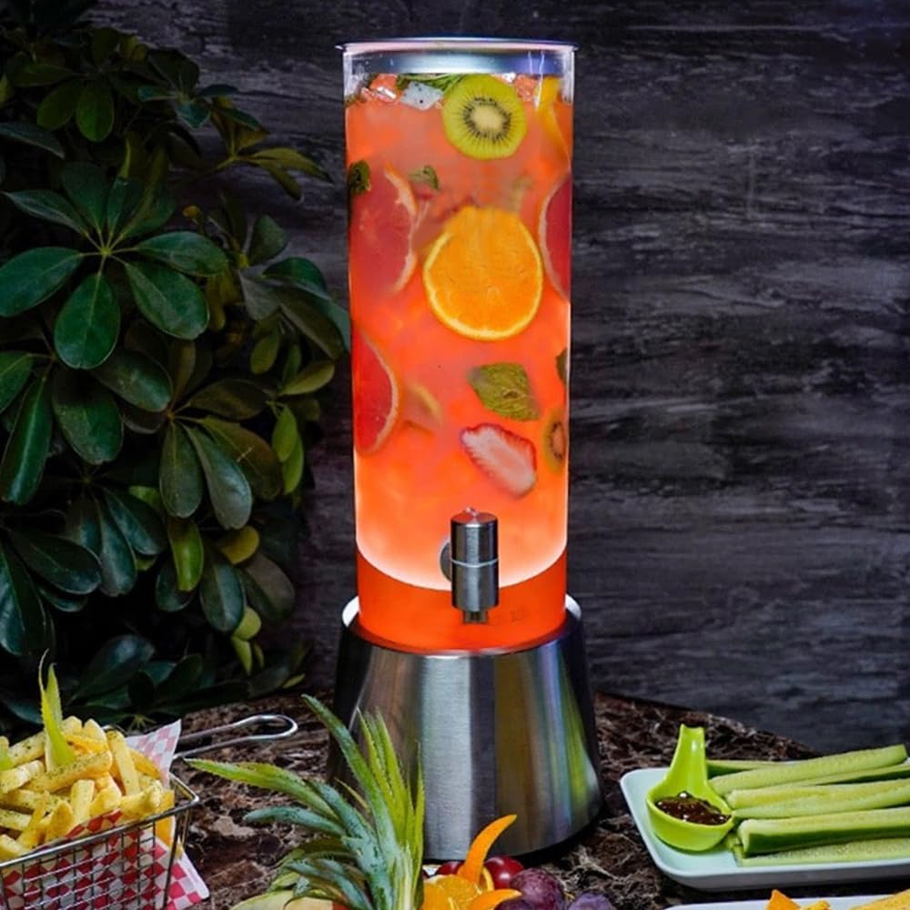 Torre Mimosa roja brillante 3L100 onzas LED dispensador de torre de bebida recargable iluminado torre de cerveza dispensador de bebidas jugo cóctel