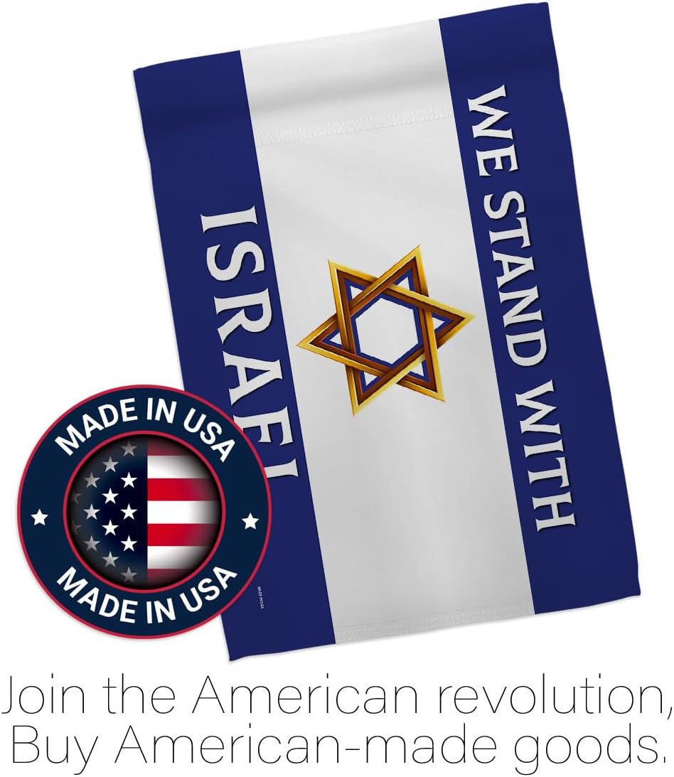We Stand with Israel American Flags Pack Tapiz Wall Room – Póster al aire libre Bandera de Israelí Campsite Home Banner Interior Cementerio Grave