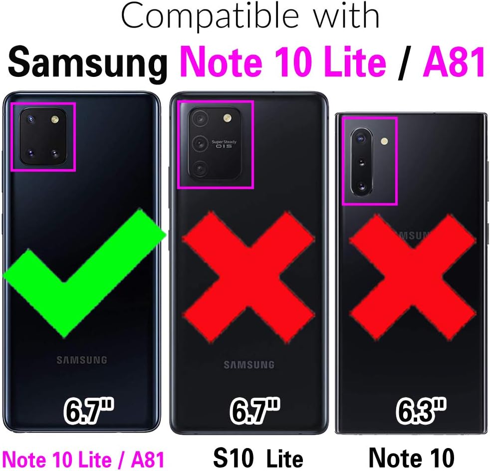 Asuwish Funda de teléfono para Samsung Galaxy Note 10 Lite con protector de pantalla de vidrio templado y soporte de ranura para tarjeta de crédito