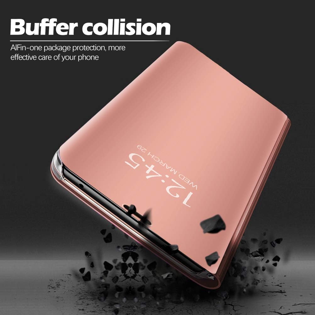 Funda para Samsung Galaxy A13 5G – Funda de piel con soporte, espejo S-View, protección a prueba de golpes y antiarañazos