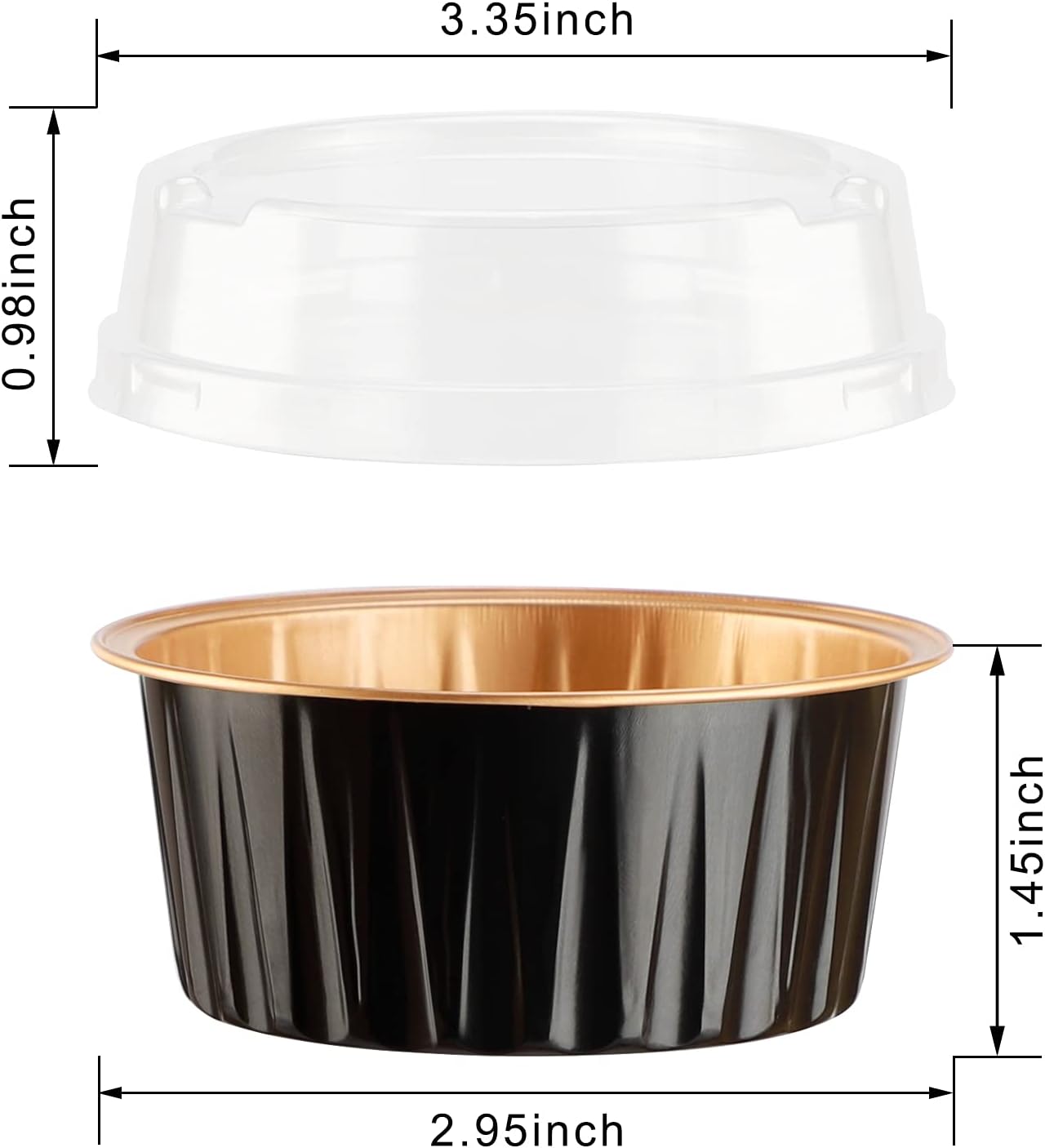 EUSOAR Ramekin – Tazas para hornear, 30 moldes de papel de aluminio de 5 onzas para magdalenas con tapas, mini moldes para pasteles con tapas,