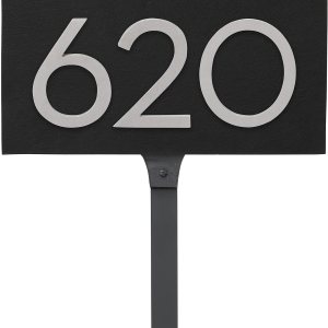 Placa de dirección horizontal flotante moderna de 4 pulgadas con estaca de césped, letrero de dirección montado, letrero de números de casa, Placa de dirección horizontal flotante moderna de 4 pulgadas con estaca de césped, letrero de dirección montado, letrero de números de casa,